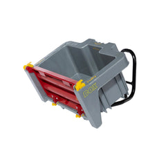 Rollybox John Deere features a red base, gray textured top, and a black handle, set against a light background.