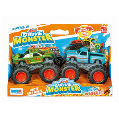 RS Toys Monster Truck 4x4 Drive packaging features a dynamic design with orange, blue, and yellow colors highlighting the toy