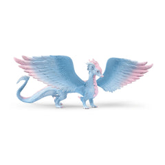Crystal dragon figure in blue and pink, standing upright with spread wings against a plain white background.