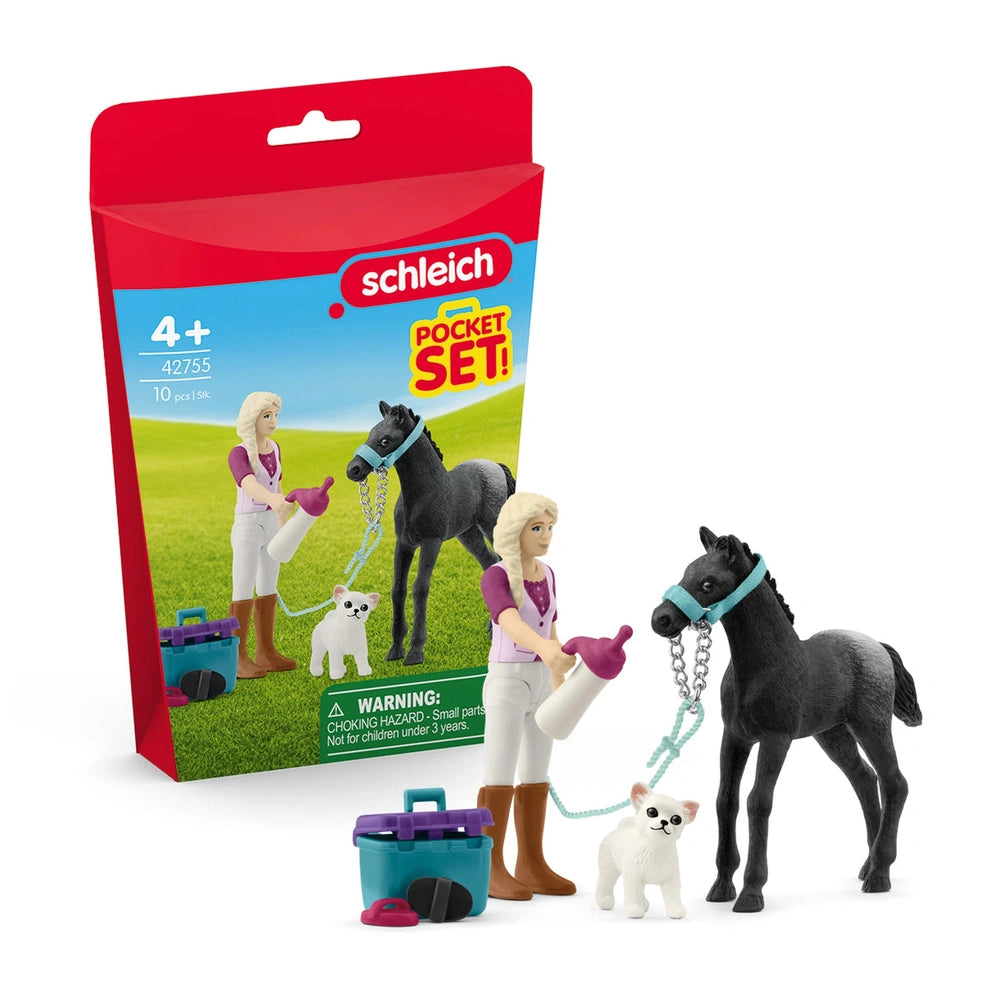 Schleich - Horse Grooming with Appaloosa Foal - Action and Toy Figures