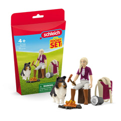 Schleich - Set da tasca Falò con cane Collie - Giocattoli da gioco