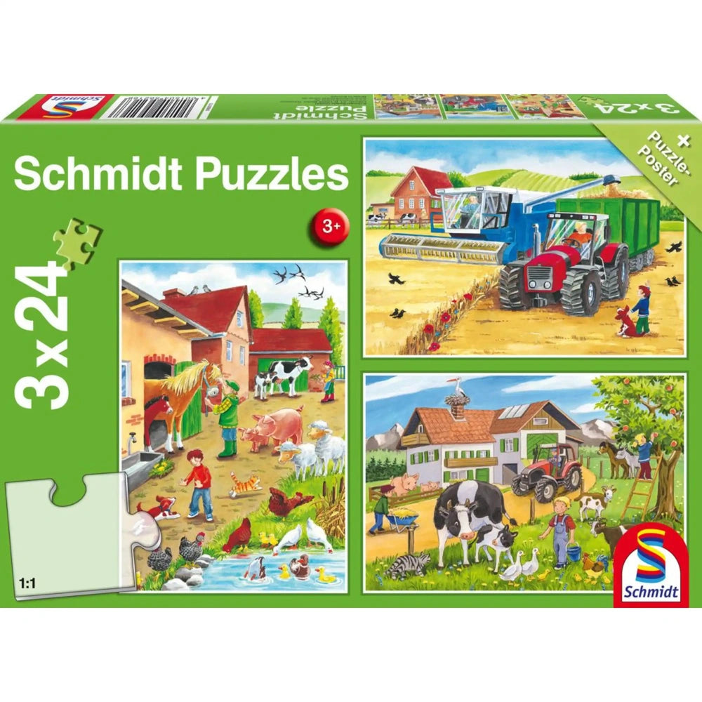 SCHMIDT SPIELE - On the farm 3x24 Pcs Children’s puzzles - Puzzles