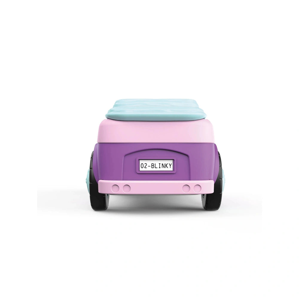 Siku Betty Blinky toy features a small purple three-wheeled vehicle with a matte finish and a license plate reading "02-BLINK