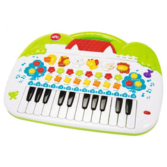 Simba ABC Animal Keyboard, a childrens musical toy with colorful buttons and instrument images for music learning fun.