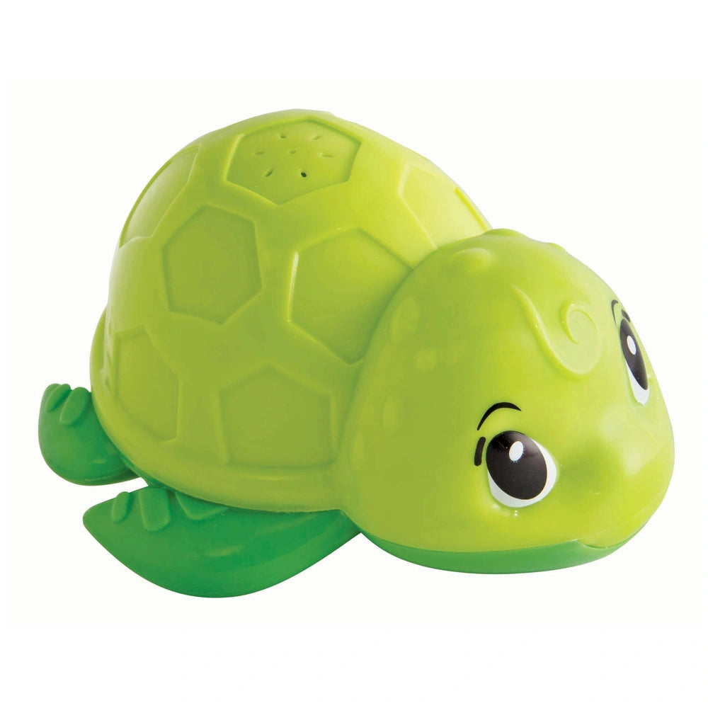 Simba ABC Bathing Turtle bath toy with vibrant green shell, smiling face, textured design, set against a plain white backgrou