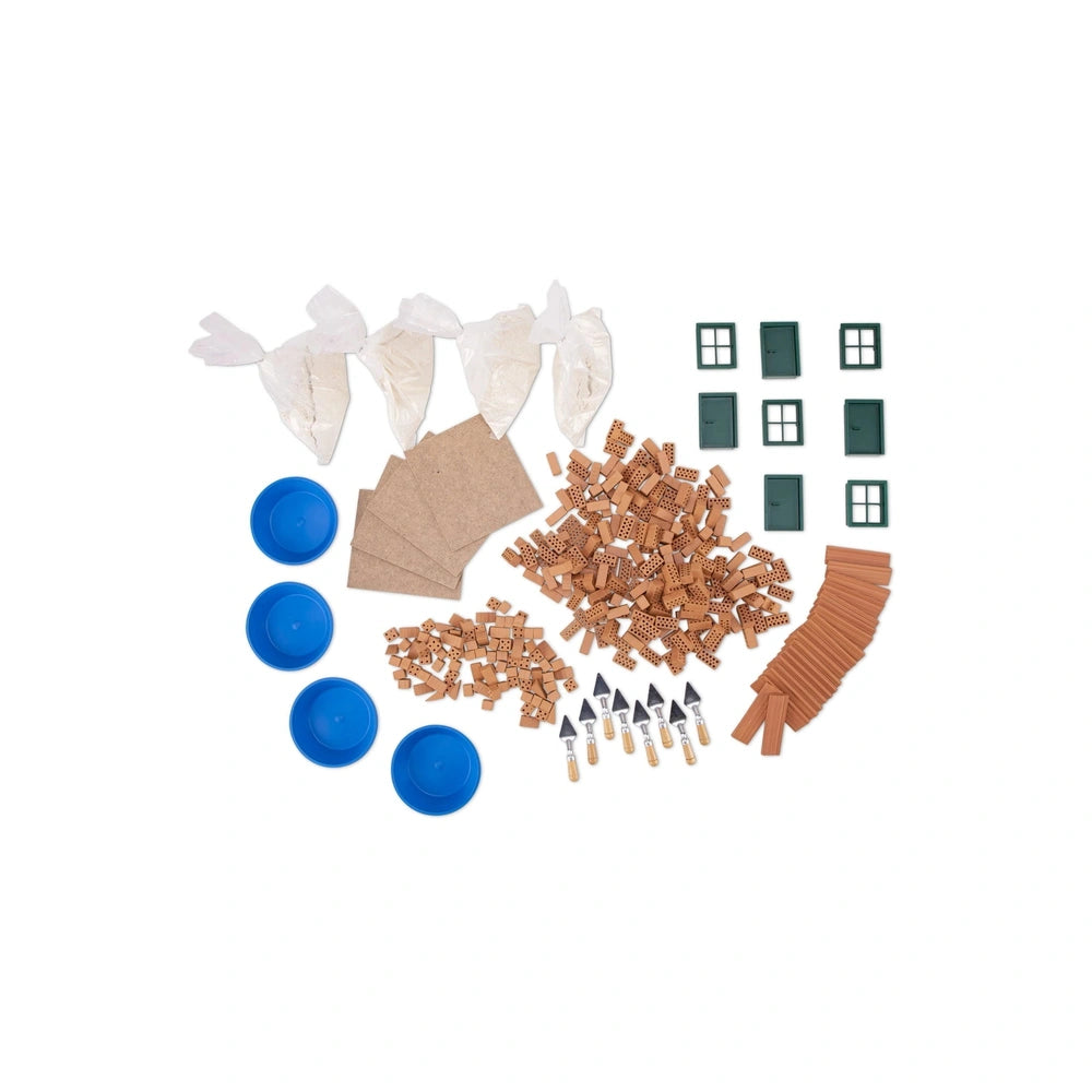 Teifoc construction kit featuring 320 assorted pieces including wood, plastic, and fabric in various colors on a white backgr