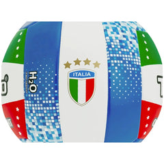 TeoKaido Italia Flag Volleyball features a colorful design with geometric shapes, a logo, and the text "H2O" for branding.