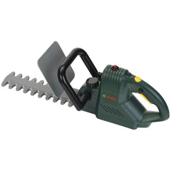 Bosch hedge trimmer in green with a textured handle, metallic cutting edge, and red brand name visible on the body.