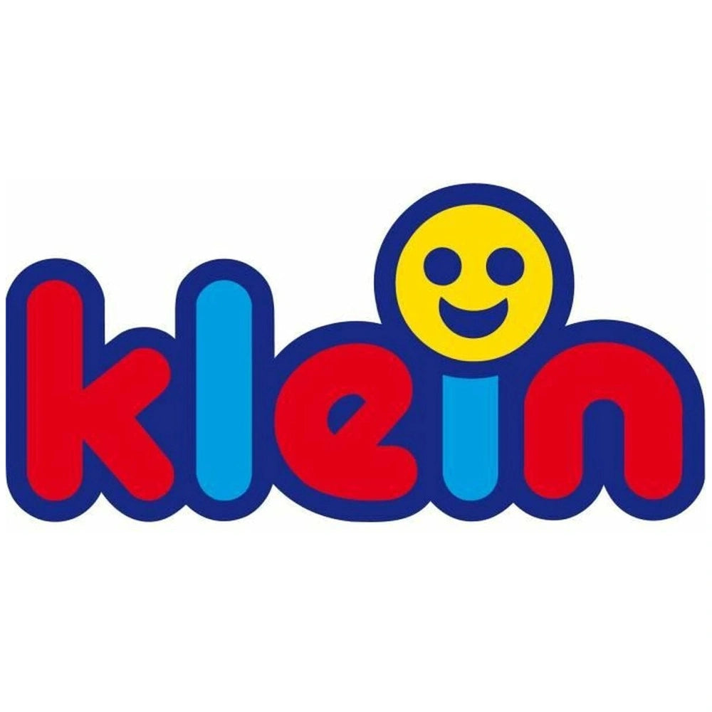 Theo Klein Miele Kitchen Compact features red "kl" and blue "in" text with a central yellow smiley face on a white background