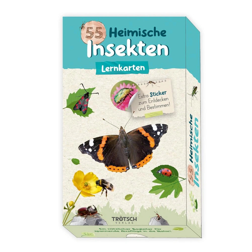 TROTSCH 55 Learning Cards packaging features colorful insect illustrations, educational text, and a circular window showcasin