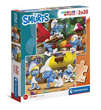 Clementoni 24789 supercolor smurfs-2x20 (includes 2 20 pieces) -made in italy children 3 years, smurfs, cartoon puzzles, multicolour, medium